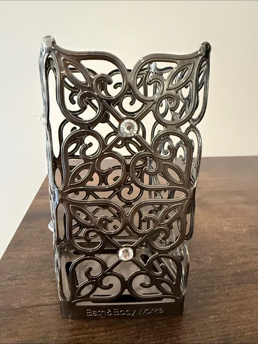Bath & Body Works Ornate Nickel Gem Heart Gate Sleeve Metal Hand Soap Holder